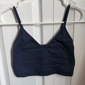 Garage Navy Blue Ribbed Bralette Crop Top - Size S